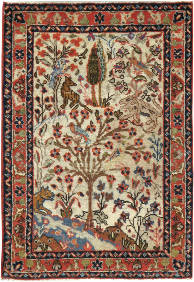 Vintage Persian Tabriz Pictorial Rug, No.17953 - Gsblank