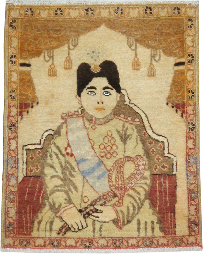 Antique Persian Tabriz Pictorial Rug (Pair: 1 of 2), No.17956 - Gsblank