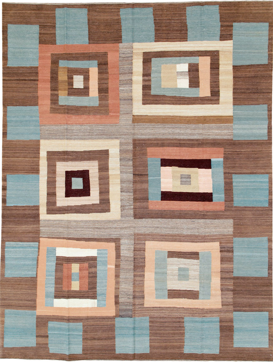 Modern Persian Flatweave Room Size Carpet, No.17967 - Gsblank