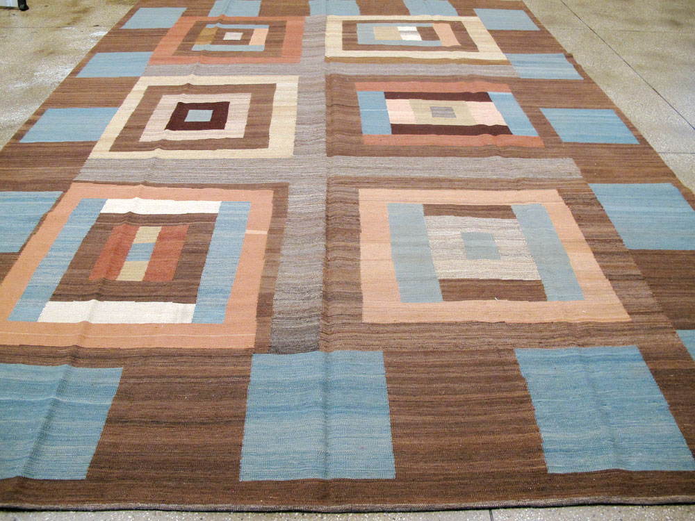Modern Persian Flatweave Room Size Carpet, No.17967 - Gsblank
