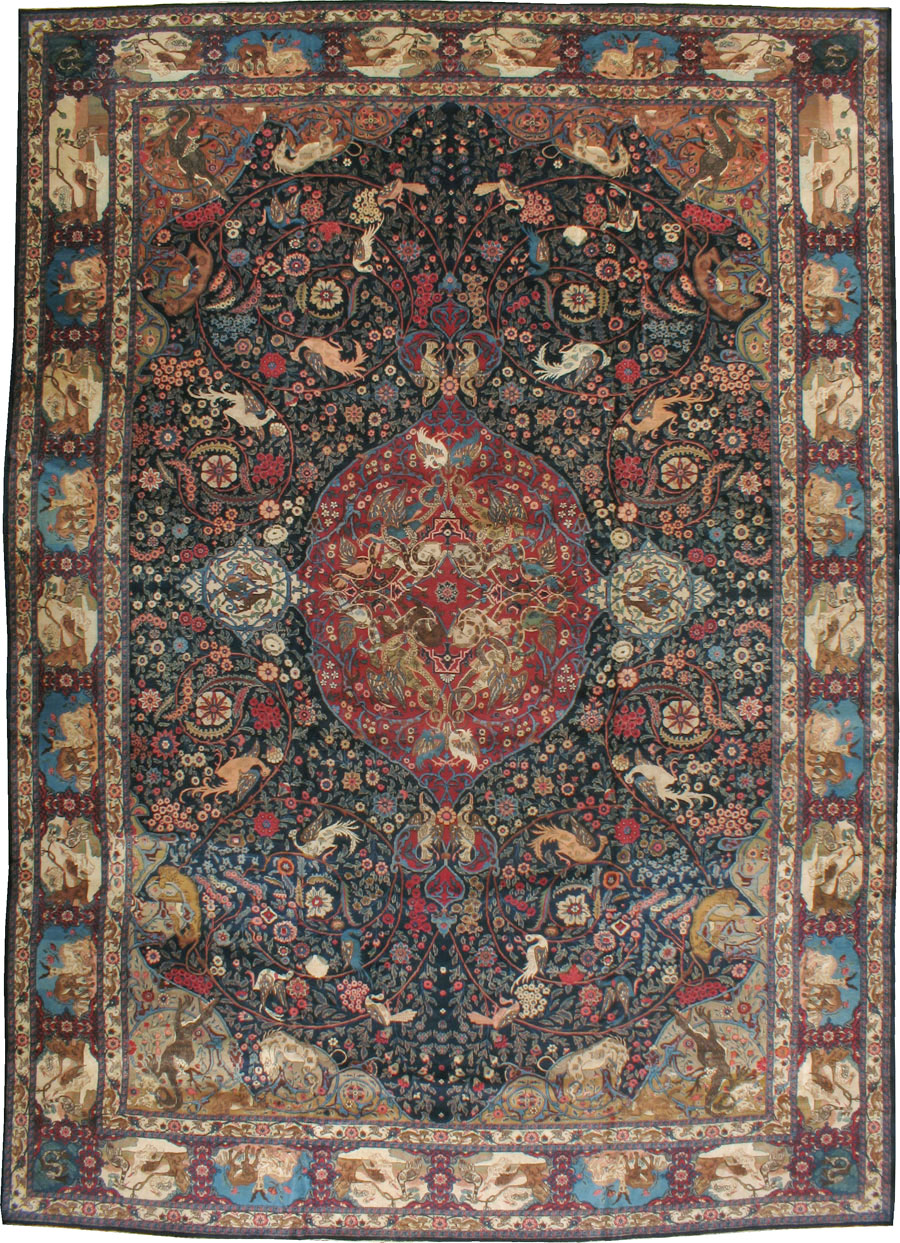 Antique Persian Mashad Pictorial Carpet, No.18016 - Gsblank