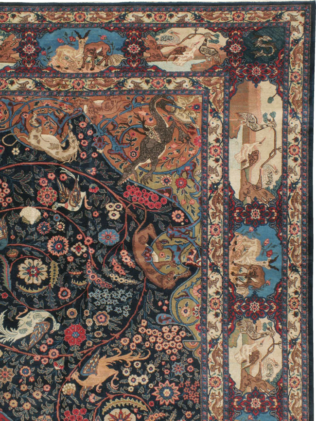 Antique Persian Mashad Pictorial Carpet, No.18016 - Gsblank