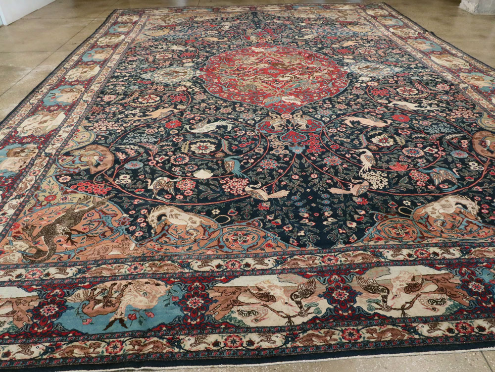Antique Persian Mashad Pictorial Carpet, No.18016 - Gsblank