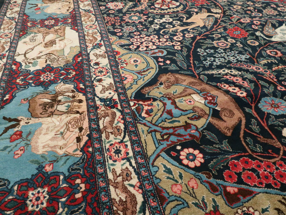 Antique Persian Mashad Pictorial Carpet, No.18016 - Gsblank