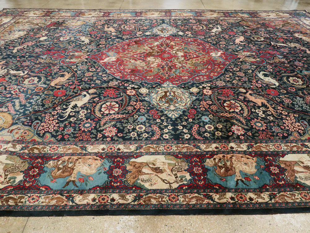 Antique Persian Mashad Pictorial Carpet, No.18016 - Gsblank