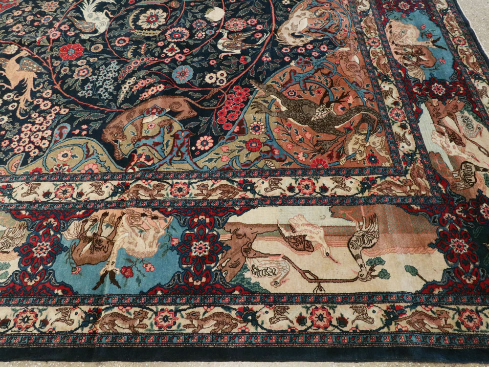 Antique Persian Mashad Pictorial Carpet, No.18016 - Gsblank