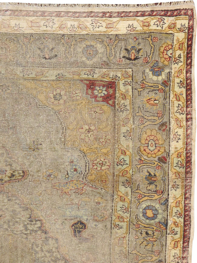 Antique Turkish Silk and Metal Thread Kayseri Accent Rug, No.18070 - Gsblank