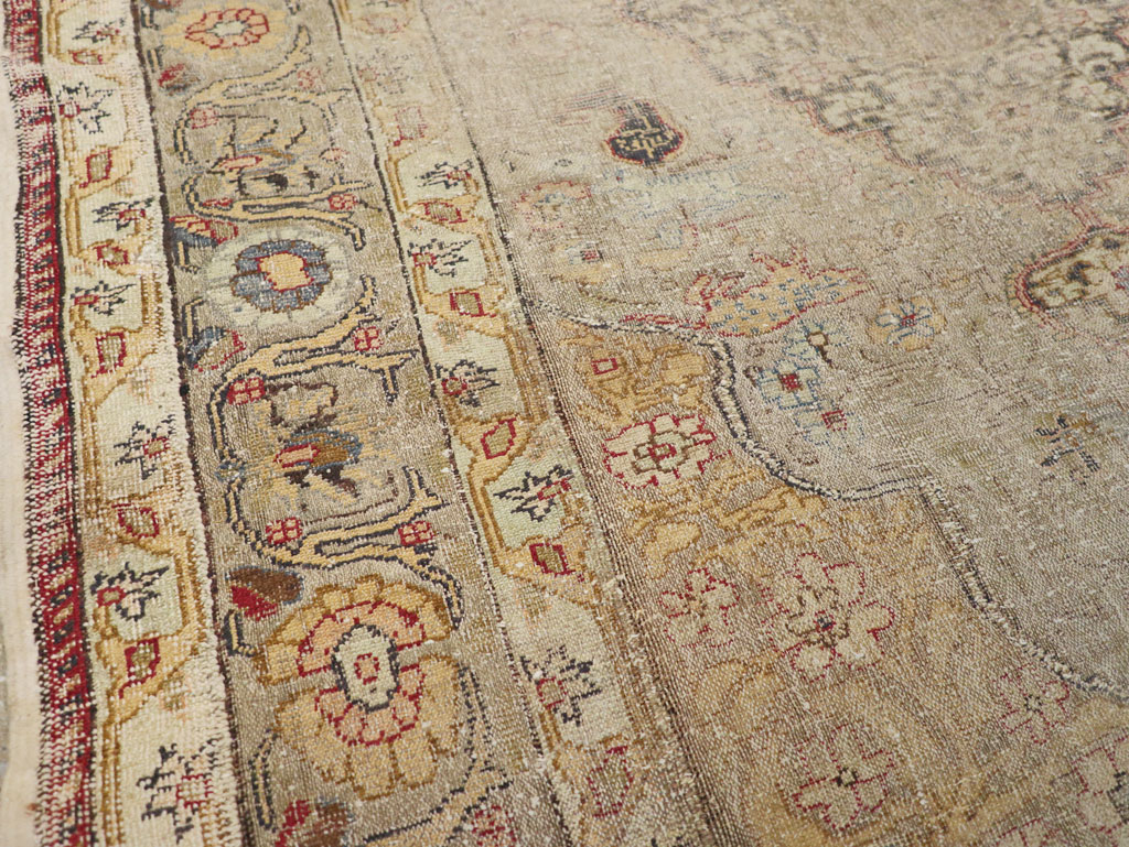 Antique Turkish Silk and Metal Thread Kayseri Accent Rug, No.18070 - Gsblank