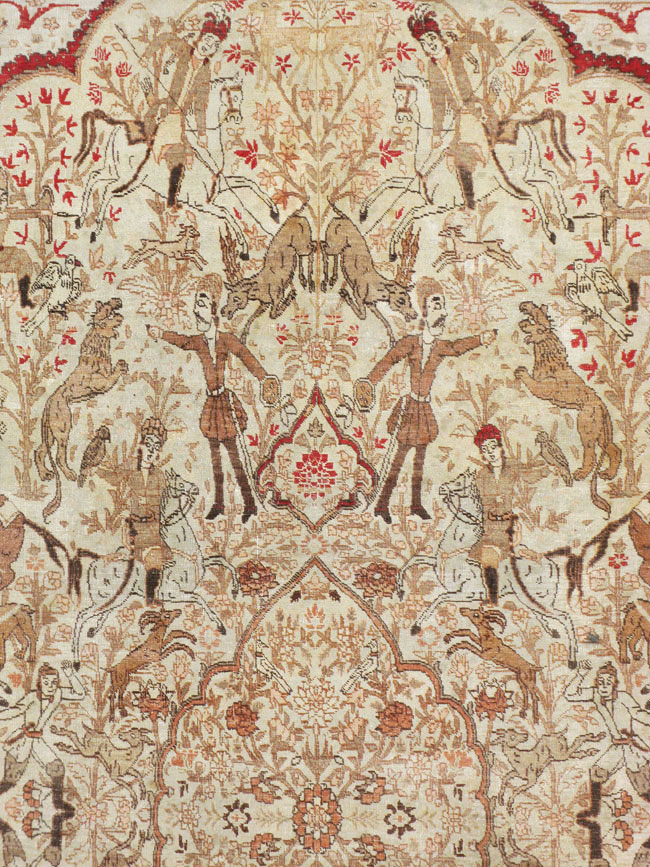 Antique Persian Tabriz Pictorial Carpet, No.18092 - Gsblank