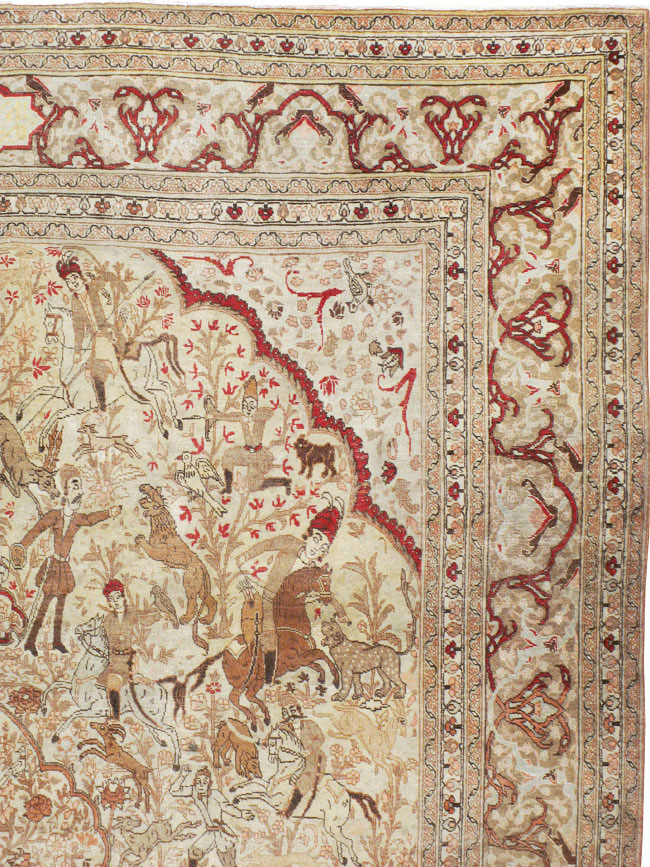 Antique Persian Tabriz Pictorial Carpet, No.18092 - Gsblank