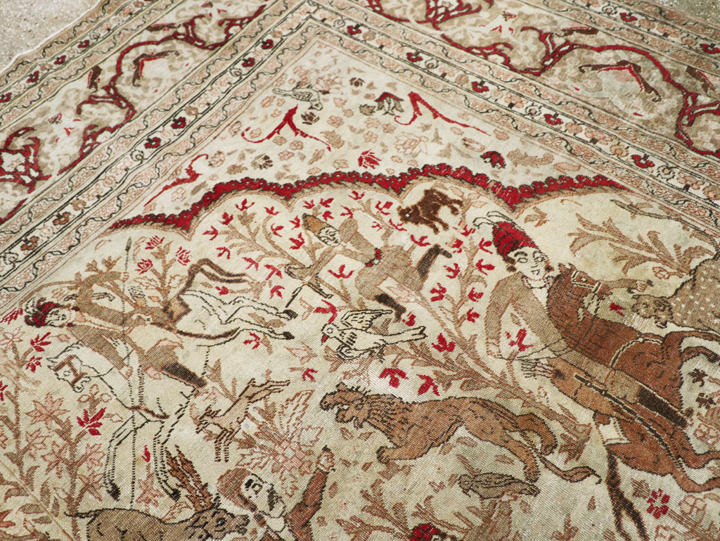 Antique Persian Tabriz Pictorial Carpet, No.18092 - Gsblank