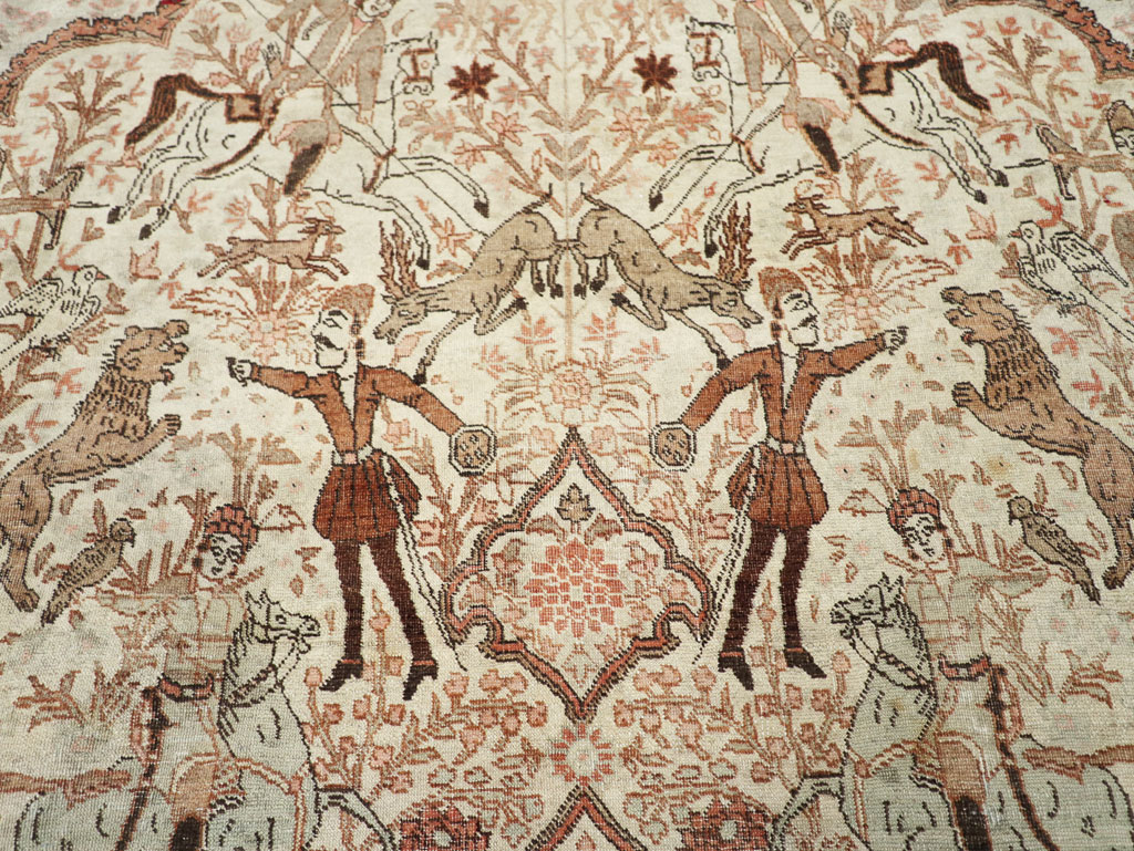 Antique Persian Tabriz Pictorial Carpet, No.18092 - Gsblank