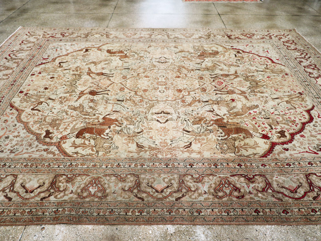 Antique Persian Tabriz Pictorial Carpet, No.18092 - Gsblank