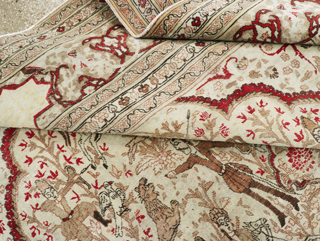 Antique Persian Tabriz Pictorial Carpet, No.18092 - Gsblank