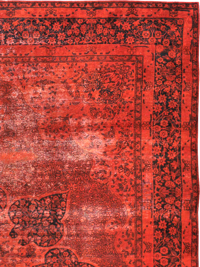 Antique Persian Lavar Kerman Over-dye Carpet, No.18209 - Gsblank