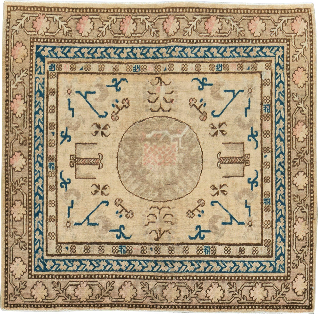 Antique East Turkestan Khotan Square Rug (Pair: 1 of 2), No.18245 - Gsblank