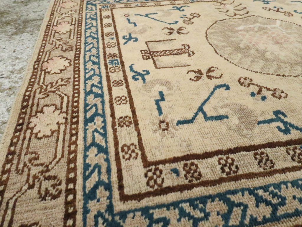 Antique East Turkestan Khotan Square Rug (Pair: 1 of 2), No.18245 - Gsblank