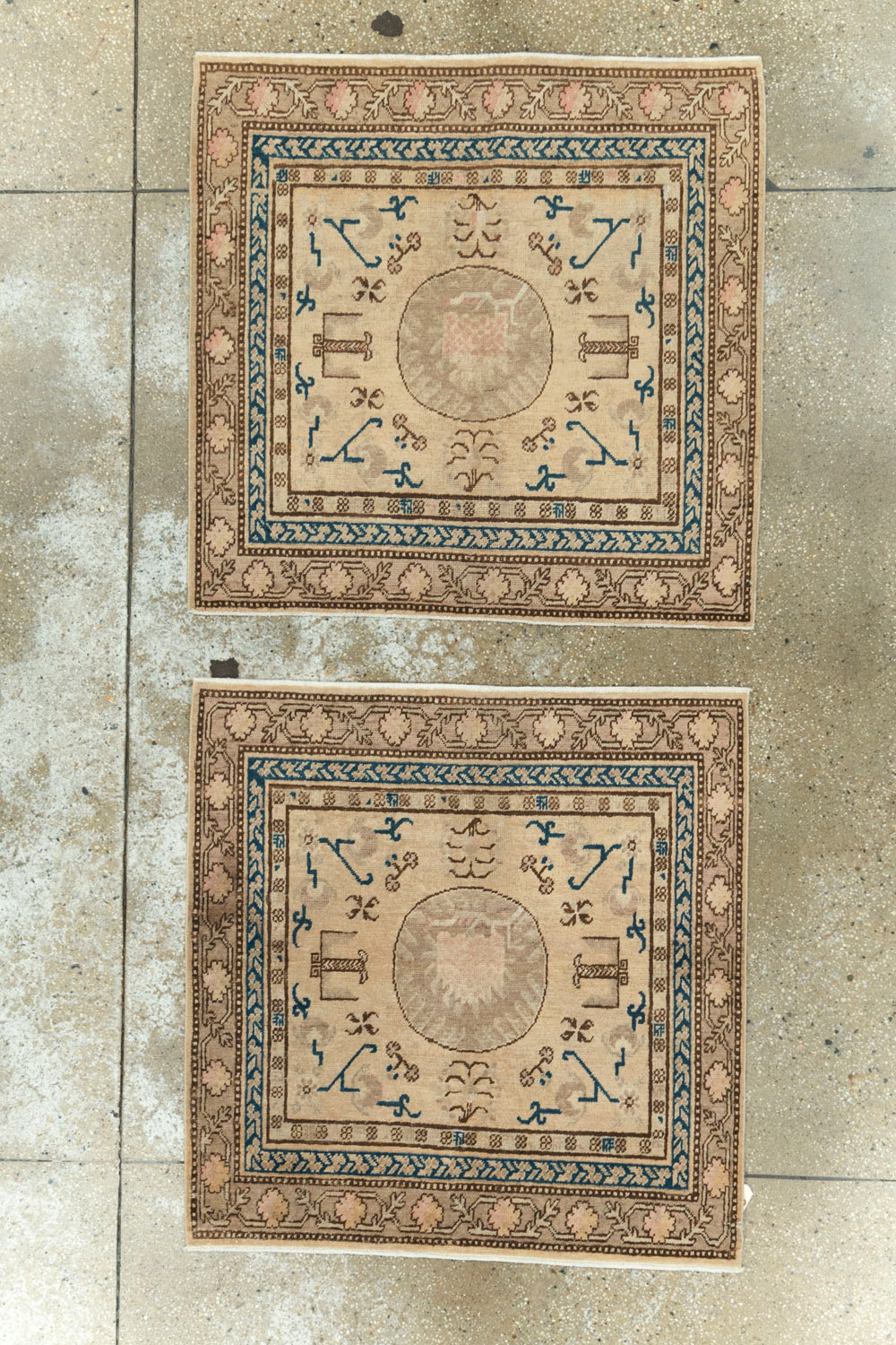 Antique East Turkestan Khotan Square Rug (Pair: 2 of 2), No.18246 - Gsblank