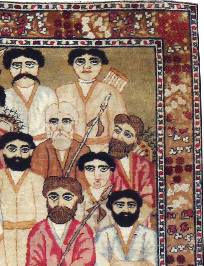 Antique Persian Lavar Kerman Pictorial Rug, No.18644 - Gsblank