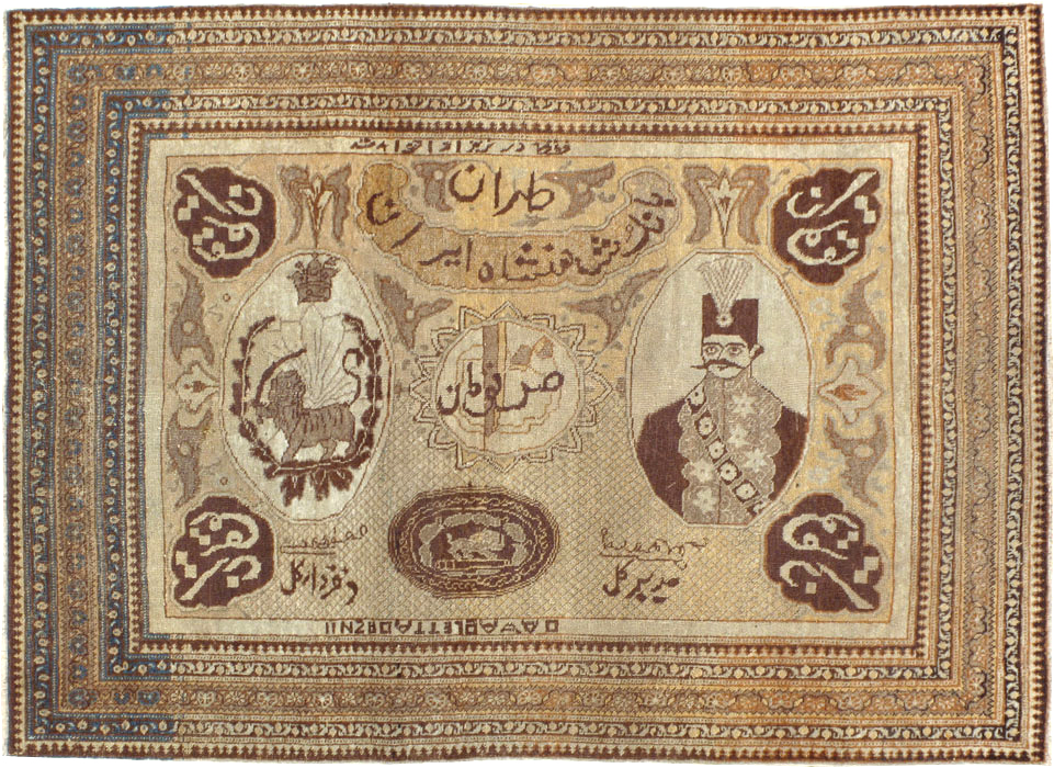 Antique Persian Tabriz Pictorial Rug, No.18682 - Gsblank