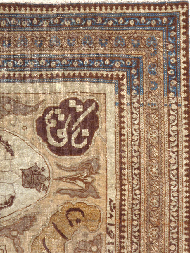 Antique Persian Tabriz Pictorial Rug, No.18682 - Gsblank