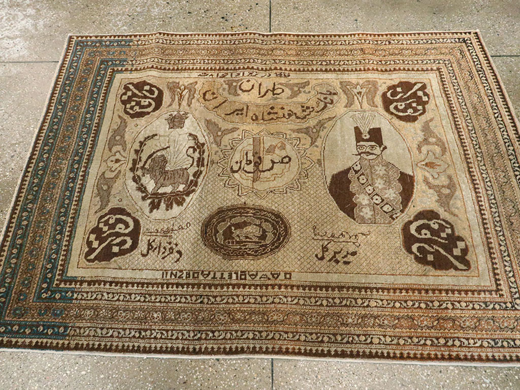 Antique Persian Tabriz Pictorial Rug, No.18682 - Gsblank