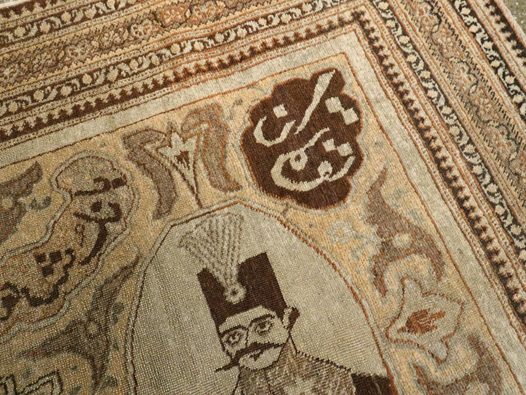 Antique Persian Tabriz Pictorial Rug, No.18682 - Gsblank