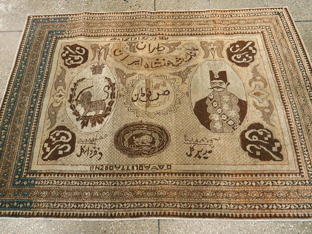 Antique Persian Tabriz Pictorial Rug, No.18682 - Gsblank