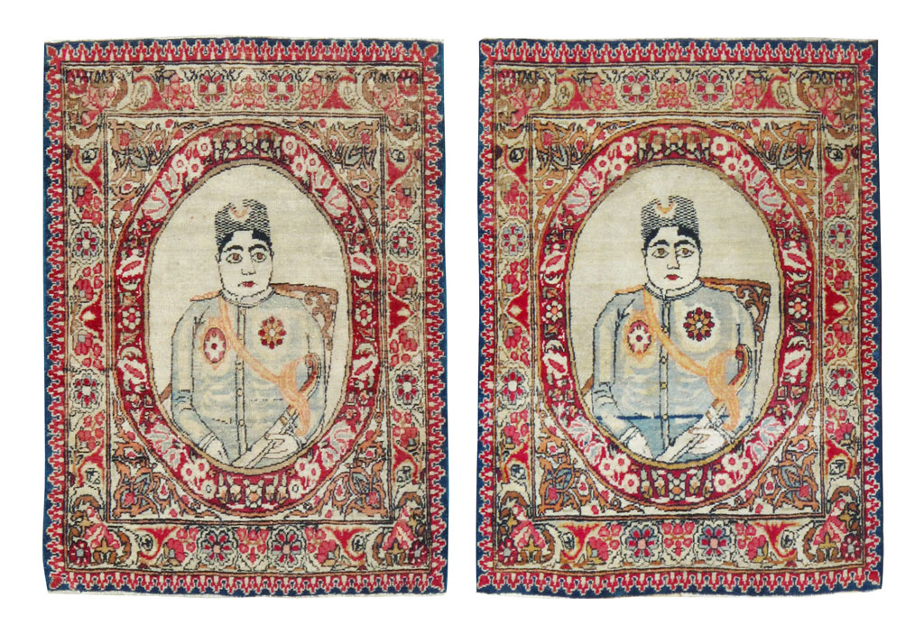 Antique Persian Lavar Kerman Pictorial Rug (Pair: 1 of 2), No.18683 - Gsblank