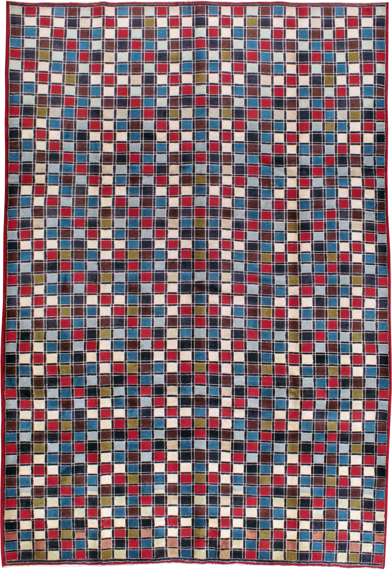 Vintage Persian Kashan Art Deco Rug, No.18687 - Gsblank