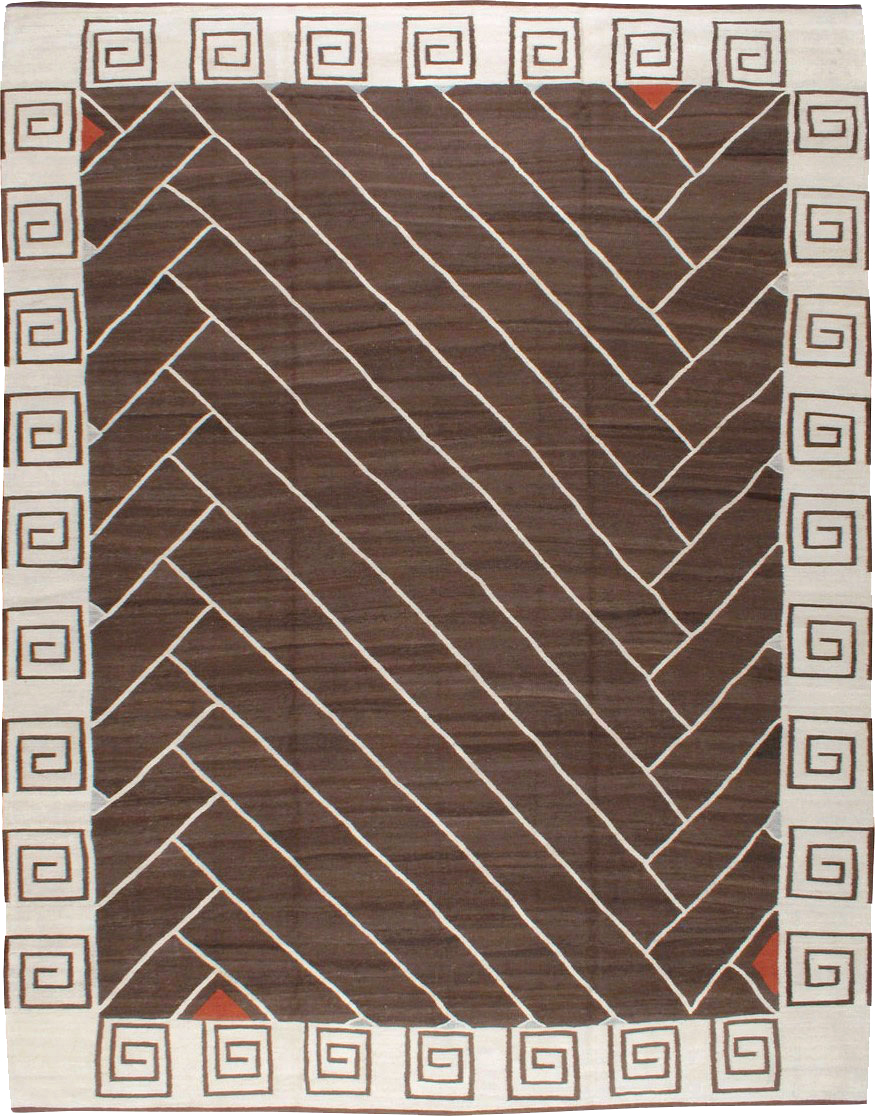 Vintage Persian Modernist Flatweave Kilim, No.18872 - Gsblank