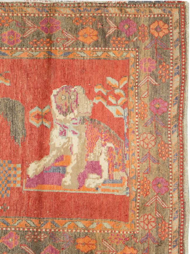 Vintage Caucasian Karabagh Pictorial Rug, No.18892 - Gsblank