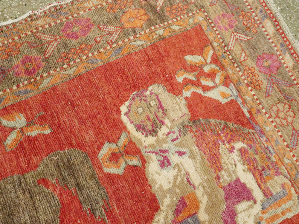 Vintage Caucasian Karabagh Pictorial Rug, No.18892 - Gsblank