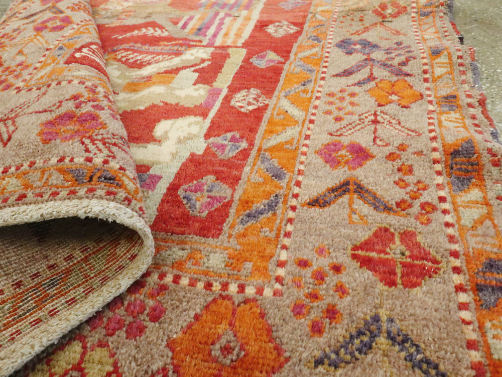 Vintage Caucasian Karabagh Pictorial Rug, No.18892 - Gsblank