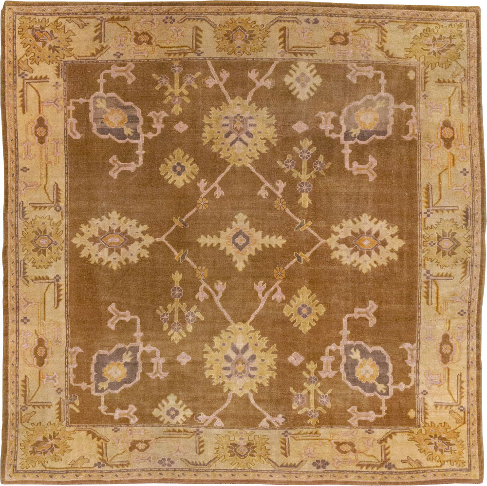 Antique Turkish Oushak Square Room Size Carpet, No.18896 - Gsblank