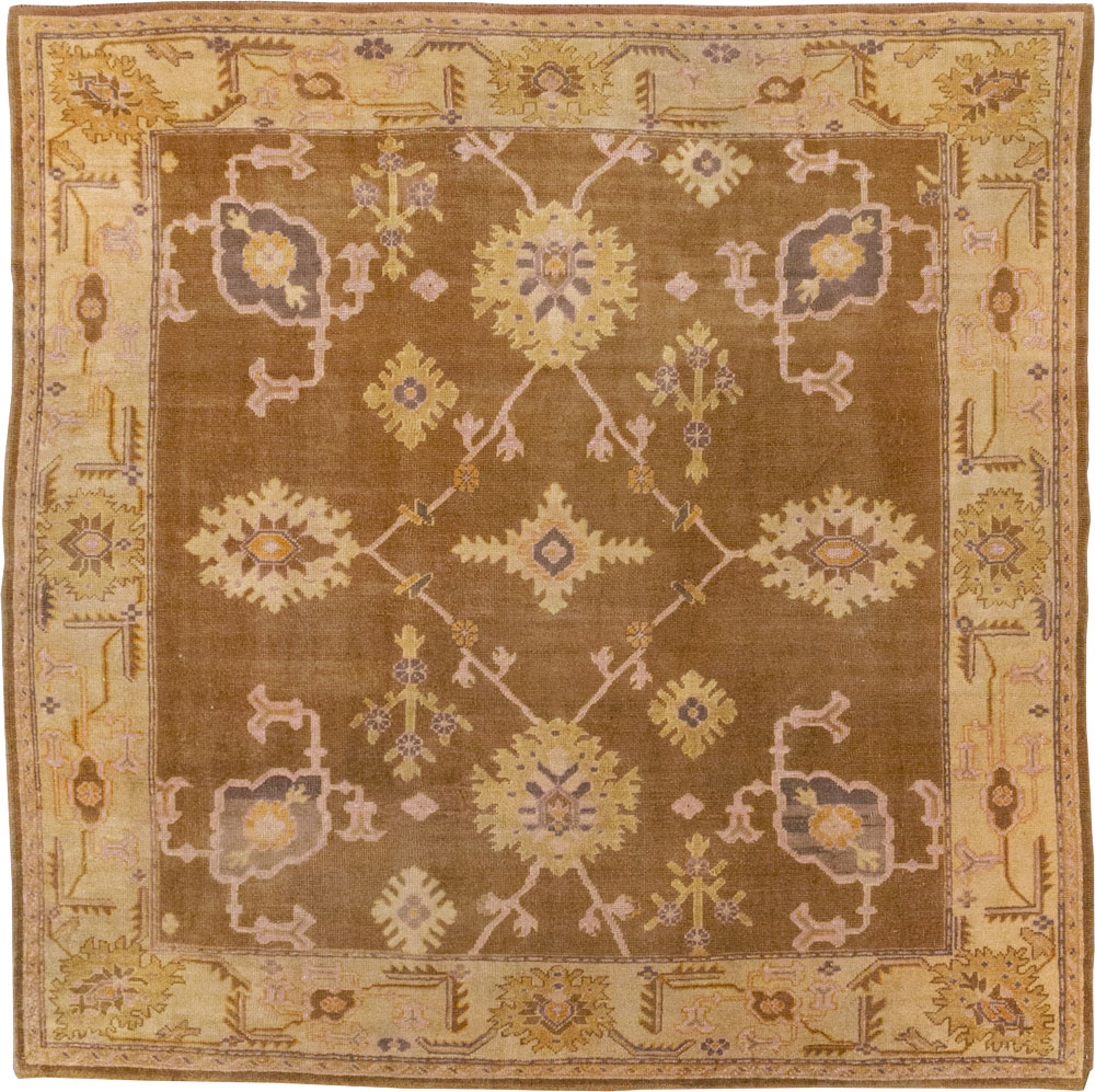 Antique Turkish Oushak Square Room Size Carpet, No.18896 - Gsblank
