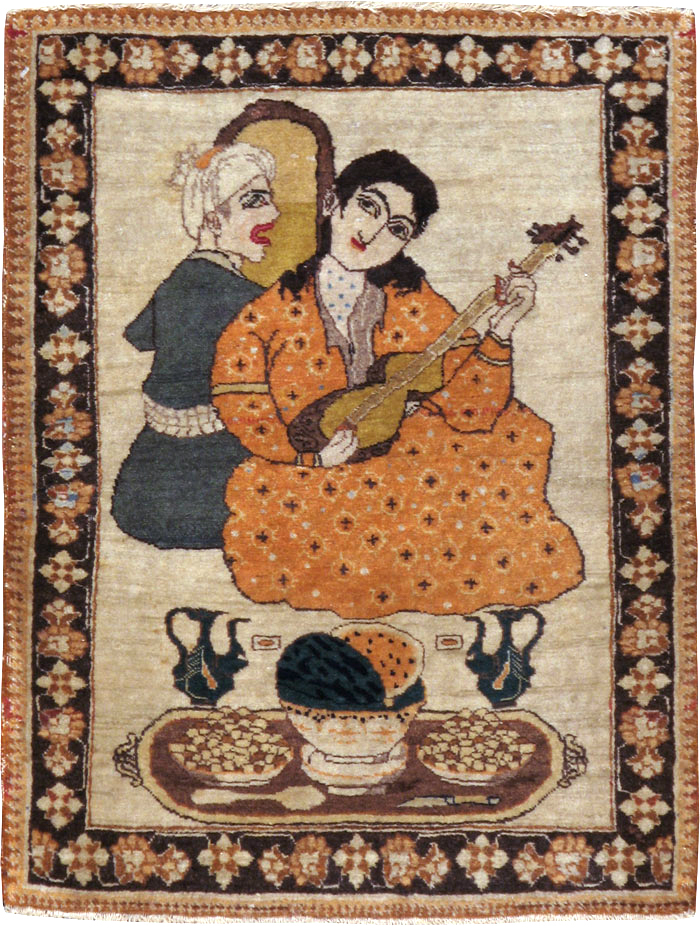 Vintage Persian Tabriz Pictorial Rug, No.18933 - Gsblank