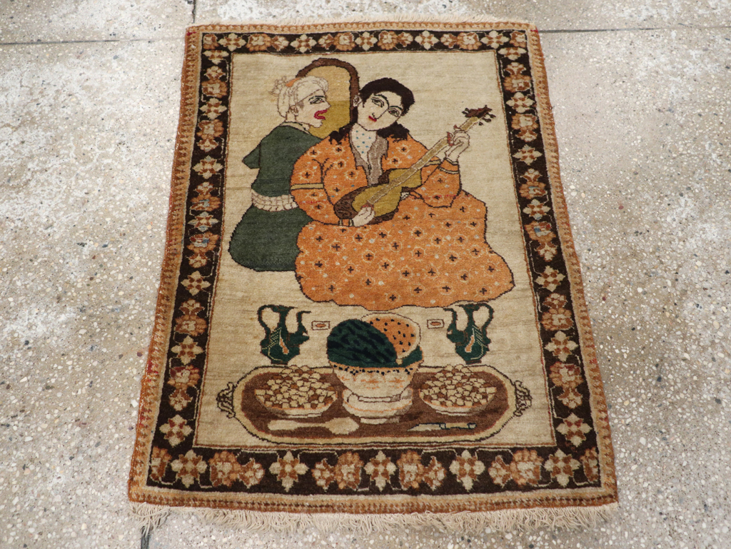 Vintage Persian Tabriz Pictorial Rug, No.18933 - Gsblank