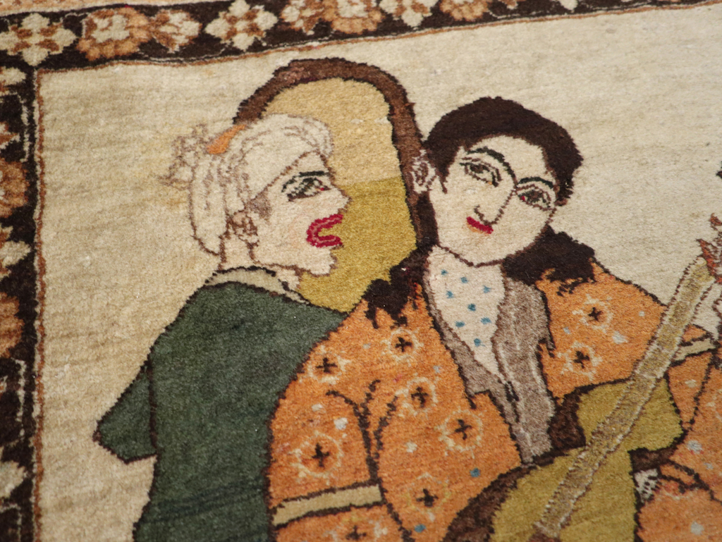 Vintage Persian Tabriz Pictorial Rug, No.18933 - Gsblank