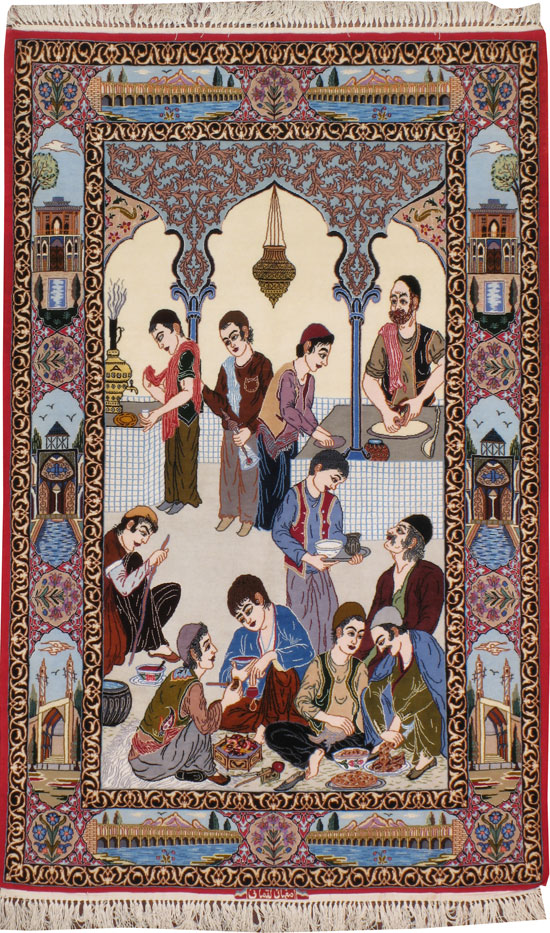 Vintage Persian Ishahan Pictorial Rug, No.18968 - Gsblank