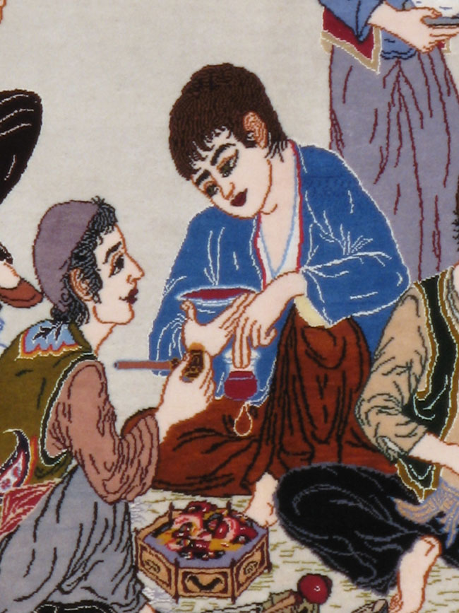 Vintage Persian Ishahan Pictorial Rug, No.18968 - Gsblank