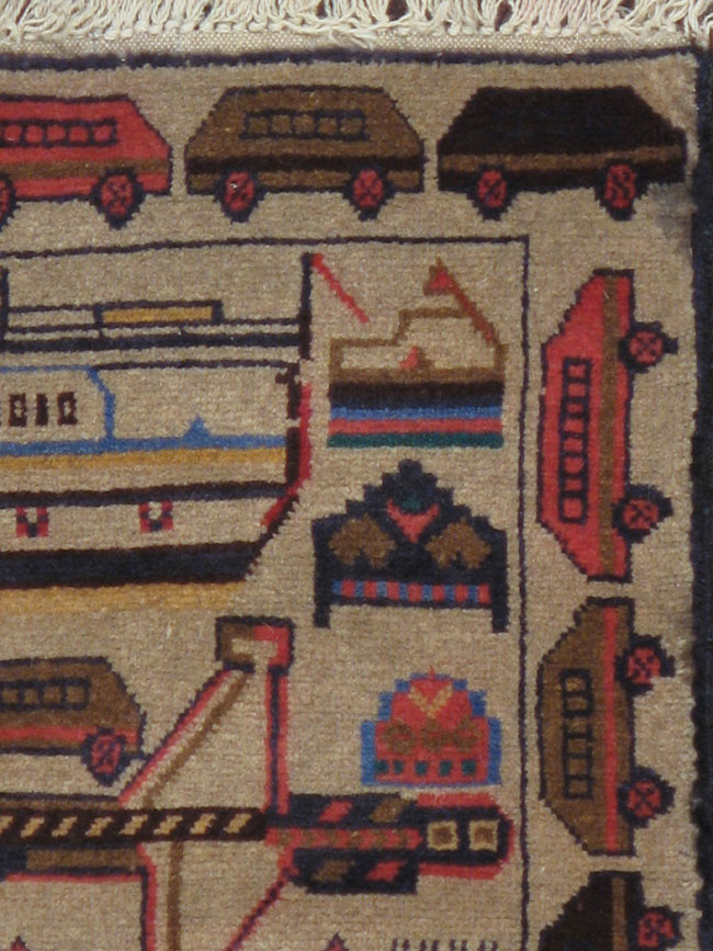 Vintage Afghan Pictorial War Rug, No.18969 - Gsblank