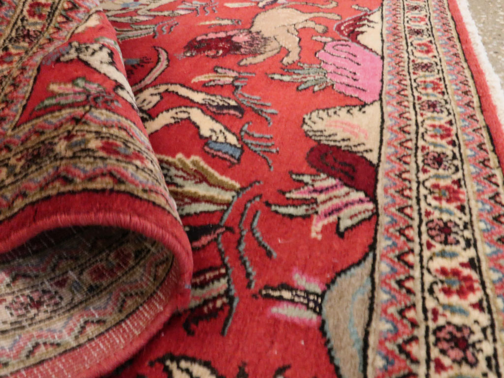 Vintage Persian Quom Pictorial Rug (Pair: 1 of 2), No.18996 - Gsblank