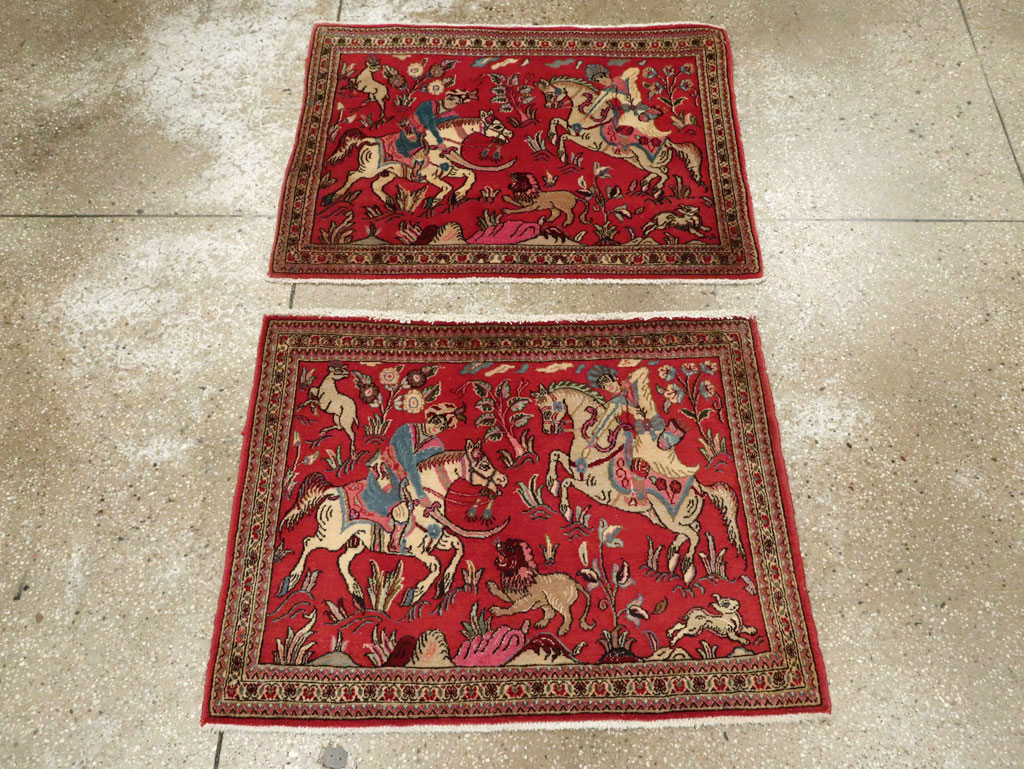Vintage Persian Quom Pictorial Rug (Pair: 1 of 2), No.18996 - Gsblank