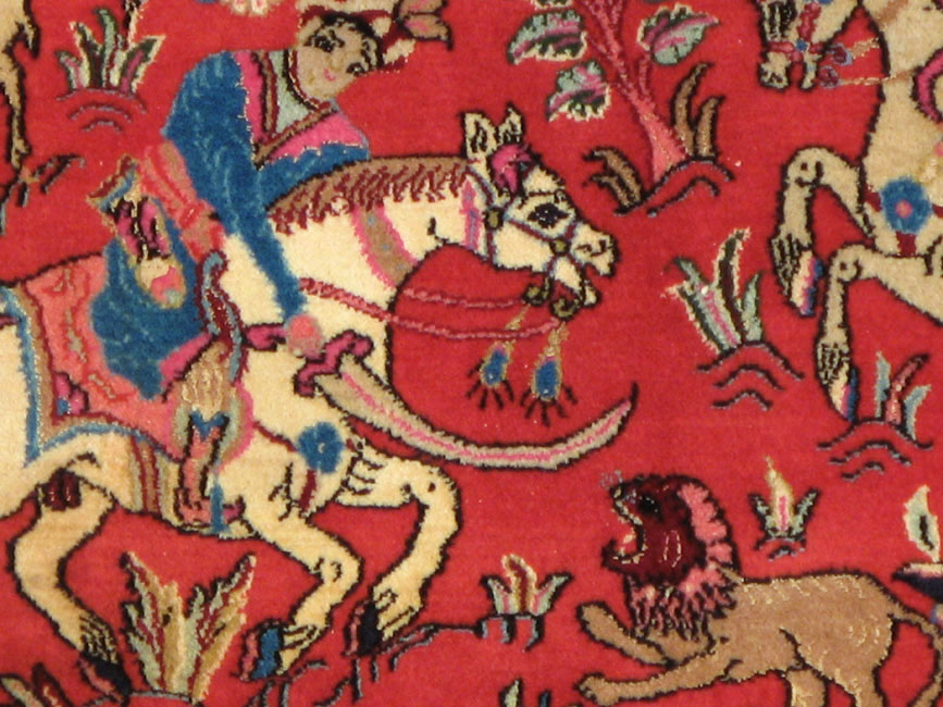 Vintage Persian Quom Pictorial Rug (Pair: 2 of 2), No.18997 - Gsblank