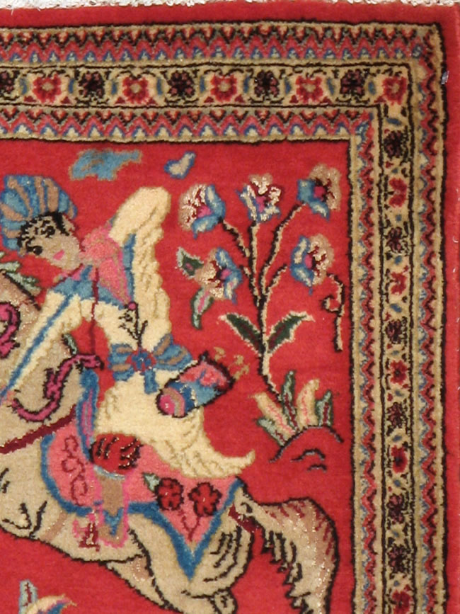Vintage Persian Quom Pictorial Rug (Pair: 2 of 2), No.18997 - Gsblank
