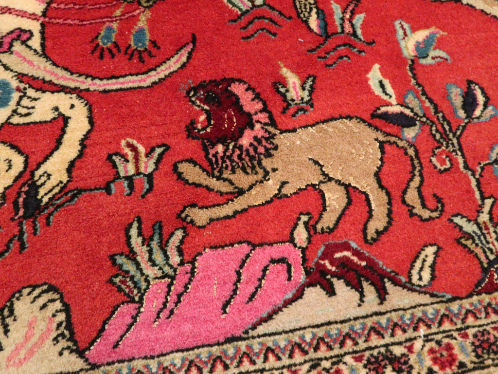 Vintage Persian Quom Pictorial Rug (Pair: 2 of 2), No.18997 - Gsblank