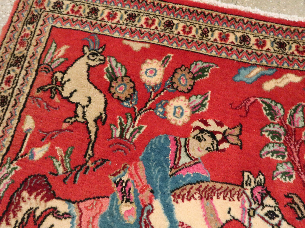 Vintage Persian Quom Pictorial Rug (Pair: 2 of 2), No.18997 - Gsblank