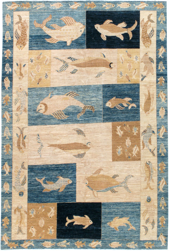Contemporary Turkish Pictorial Accent Rug, No.18999 - Gsblank