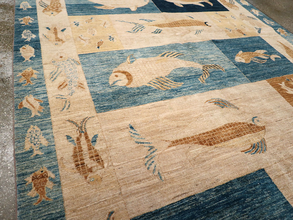 Contemporary Turkish Pictorial Accent Rug, No.18999 - Gsblank